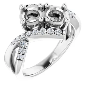 14K White 5.2 mm Round 1/4 CTW Natural Diamond Semi-Set Engagement Ring