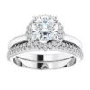 14K White 6.5 mm Round 1-5-CTW Natural Diamond Semi-Set Halo-Style Engagement Ring