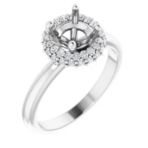 14K White 6.5 mm Round 1-5 CTW Natural Diamond Semi-Set Halo-Style Engagement Ring
