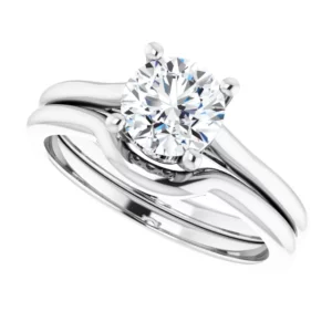 14K-White-6.5 mm-Round Hidden Crown Solitaire Engagement Ring Mounting-124695