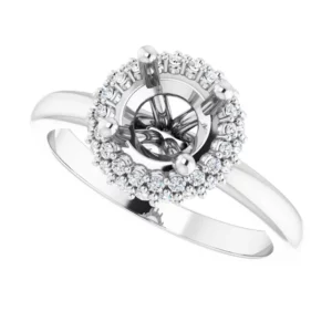 14K White 6.5mm - Round 1-5 CTW Natural Diamond Semi-Set Halo-Style Engagement Ring