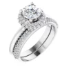 14K White-6.5mm Round 1-5 CTW Natural Diamond Semi-Set Halo-Style Engagement Ring
