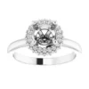 14K White 6.5mm Round 1-5 CTW Natural Diamond Semi-Set Halo-Style Engagement Ring
