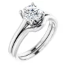 14K-White-6.5mm Round Hidden Crown Solitaire Engagement Ring Mounting 124695