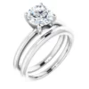 14K-White-7.4 mm Round Solitaire Engagement Ring Mounting-123213