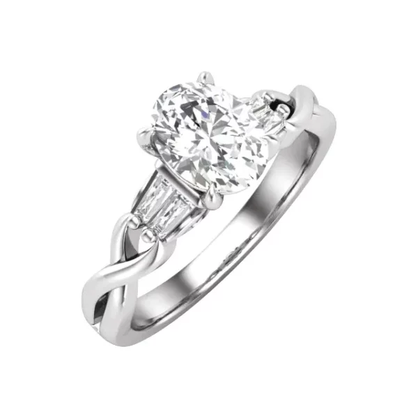 14K White 8x6 mm Oval 1-6 CTW Natural Diamond Semi-Set Engagement Ring 688874