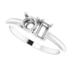 14K White Round & 5x3 mm Emerald Engagement Ring- Mounting