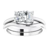 14K White Round- & 5x3 mm Emerald Engagement Ring Mounting