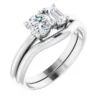 14K -White Round & 5x3 mm Emerald Engagement Ring Mounting