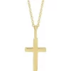 14K Yellow-18x9 mm Knife-Edge Cross 16-18inch Necklace-R50005