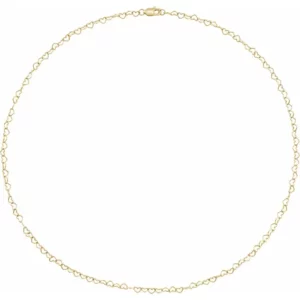 14K Yellow 3.2 mm Heart Chain 16inch Necklace CH1207