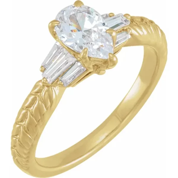 14K Yellow 8x5.5 mm Pear 1-4 CTW Natural Diamond Semi-Set Engagement Ring 688870