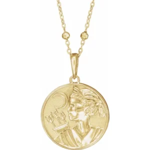 14K Yellow Artemis Coin 18inch Necklace 88042