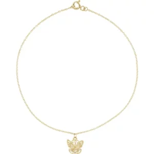 14K Yellow Butterfly 9inch Anklet 88201