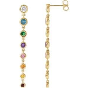 14K Yellow Natural Multi-Gemstone & 1-2 CTW Natural Diamond Rainbow Earrings 688932