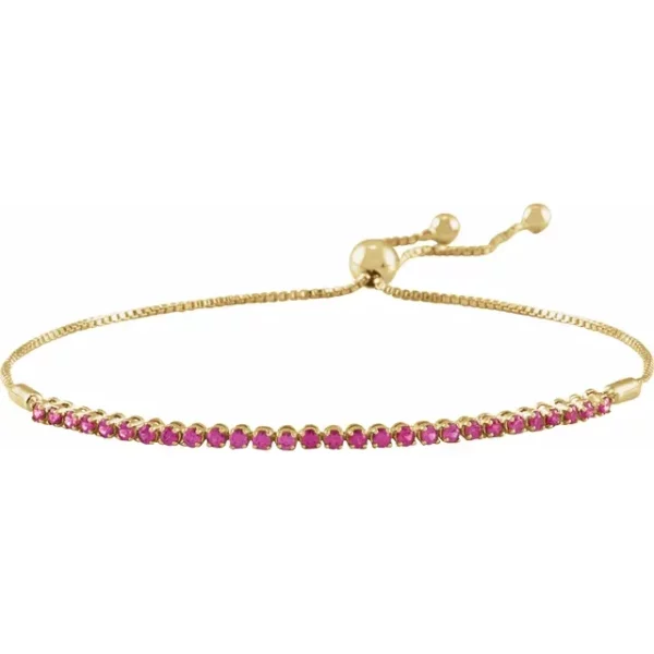 14K Yellow Natural Ruby Adjustable 9 1-2inch Bolo Bracelet BRC900