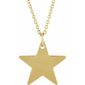 14K Yellow 15x15 mm Engravable Star 16-18 inch Necklace 87410