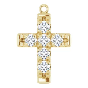 14K Yellow 3-4 CTW Natural Diamond French-Set Cross Dangle 2002277